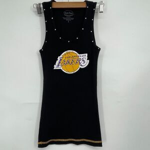 Majestic Threads Black NBA Los Angeles Lakers Rhinestones Tank Top Size Small